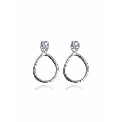 Silver tone drop hoop clipped-on earrings